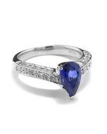 Ring Safir Ceylon Edelsteinexpertise royal blue 900-Platin massiv